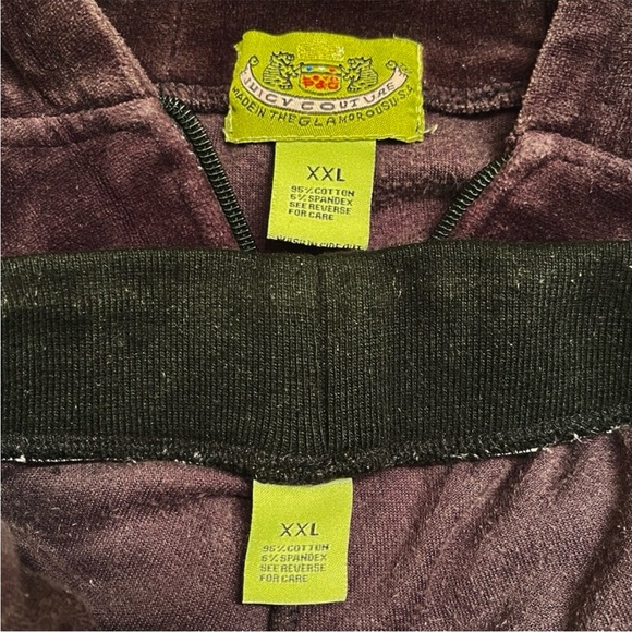 2-PC JUICY👑COUTURE Eggplant Velour Hooded Embroidered Tall Tracksuit - Picture 9 of 16